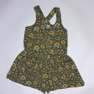 Pellini Vintage 90's Green Floral Romper Size 11/12 Cottagecore